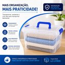 Ver imagem 4 de Organizadora Transparente Caixa Organizador Multiuso Guarda Roupa Brinquedos Maleta Portatil Portati