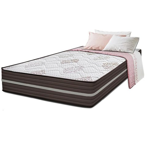 Colchão Solteiro Spring Zen 88x188x24 com Molas Ensacadas Marrom Cama Inbox