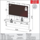 Ver imagem 4 de Painel Home 3d Suspenso com Led para Tv até 75 Off White Carvalho Tb126l Dalla Costa