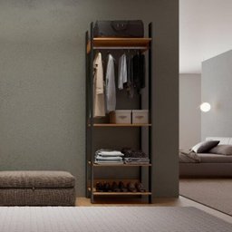 Closet Modulado 1 Cabideiro 4 Prateleiras 73,5cm Tw402 Dalla Costa - Freijó/preto Fosco - 1