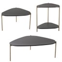 Ver imagem 1 de Conjunto Sala Estar Mesa Centro Lateral Orgânica Pé Metal Nero/dourado