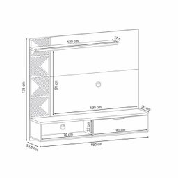 Painel Suspenso Hb Móveis Grid para TV até de 50 Polegadas - 4