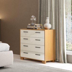 Cômoda com 4 Gavetas 90cm 100% Mdf W344 Dalla Costa - Freijó/off White