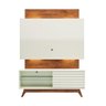 Rack Retrô com Painel Tv 55" 1,40m 1 Porta Iluminação Led Tb151l Dalla Costa-off White/nobre - 2