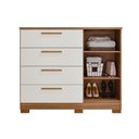 Ver imagem 5 de Cômoda Malu 1 Porta 4 Gavetas MDF Puxador em MDF Cinamomo e Off White