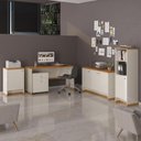 Ver imagem 1 de Conjunto Escritório Office Escrivaninha Balcões Gaveteiro Zeus - Via Nossa - Off White/naturale
