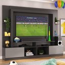 Ver imagem 1 de Rack Estante com Painel TV 65" e 2 portas Catar Multimóveis BR3395 Preto/Lacca Fumê