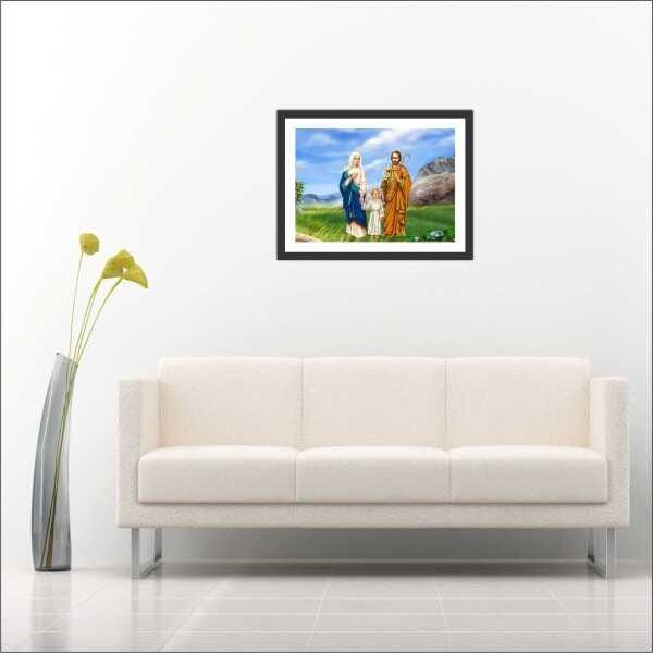 Quadro Decorativo Jesus A Sagrada Família Religiosidade Salas Decorações Interiores Com Moldura - 1