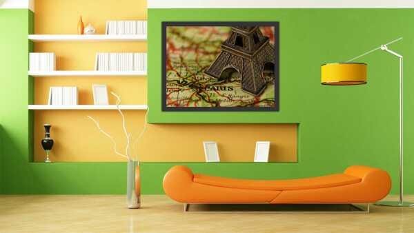 Quadro Decorativo Vintage Retrô Paris Mapa Mundo Bússola Salas Decorações Interiores Com Moldura - 2
