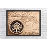 Quadro Decorativo Vintage Retrô Mapa Mundo Bússola Salas Decorações Interiores Com Moldura - 1