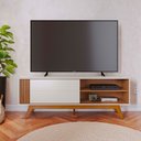 Ver imagem 3 de Rack para Sala bancada de tv 60'' 1 Porta Ripado Tarsila Off Matte/freijó C04 - D’Rossi
