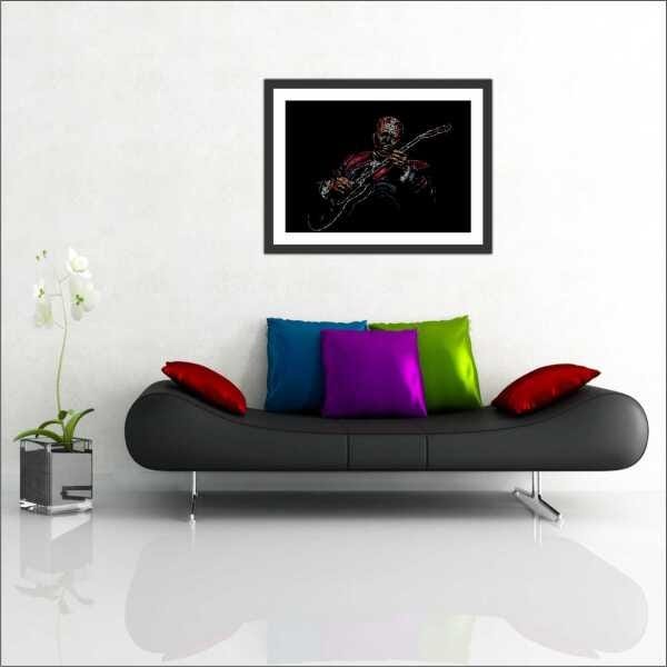 Quadro Decorativo BB King Blues Jazz Guitarra Salas Quartos Interiores Com Moldura - 1