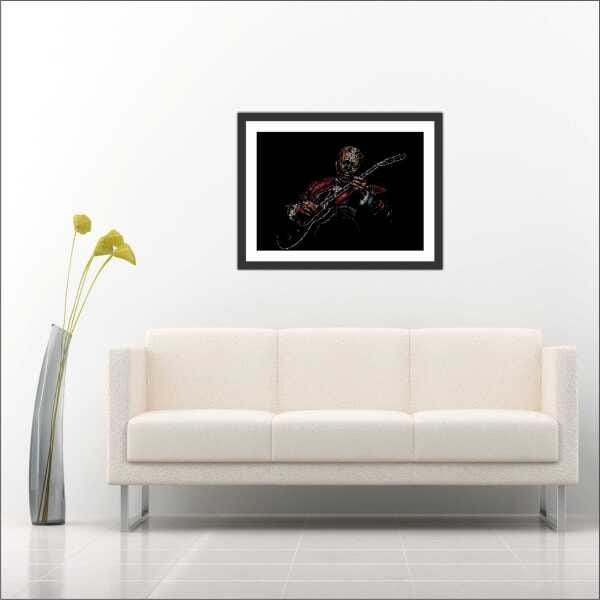 Quadro Decorativo BB King Blues Jazz Guitarra Salas Quartos Interiores Com Moldura - 3