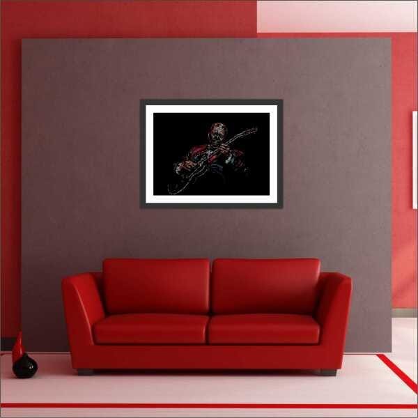 Quadro Decorativo BB King Blues Jazz Guitarra Salas Quartos Interiores Com Moldura - 4