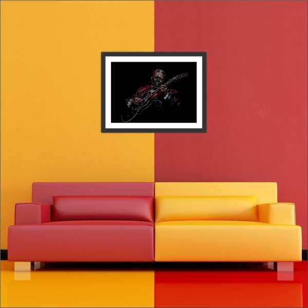 Quadro Decorativo BB King Blues Jazz Guitarra Salas Quartos Interiores Com Moldura - 2