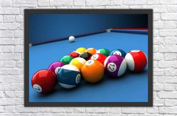 Quadro Decorativo Sinuca Snooker Bilhar Bar Salas De Jogos 8 Ball