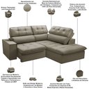 Ver imagem 4 de Sofá 3 Lugares Retrátil Reclinável Chaise Direito 243cm Solin F04 Veludo Amêndoa - Lyam Decor