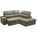 Ver imagem 1 de Sofá 3 Lugares Retrátil Reclinável Chaise Direito 243cm Solin F04 Veludo Amêndoa - Lyam Decor