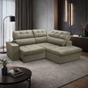 Ver imagem 3 de Sofá 3 Lugares Retrátil Reclinável Chaise Direito 243cm Solin F04 Veludo Amêndoa - Lyam Decor