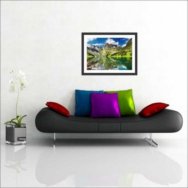 Quadro Decorativo Natureza Montanhas Lago Paisagens Com Moldura - 1