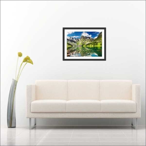 Quadro Decorativo Natureza Montanhas Lago Paisagens Com Moldura - 3