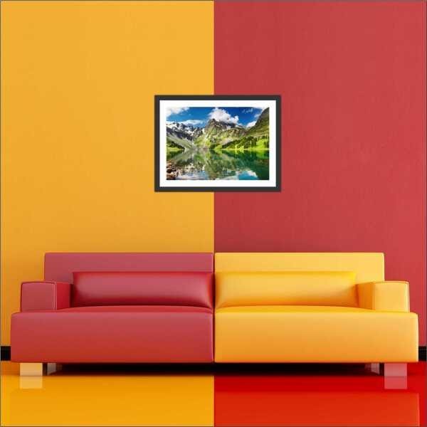 Quadro Decorativo Natureza Montanhas Lago Paisagens Com Moldura - 4