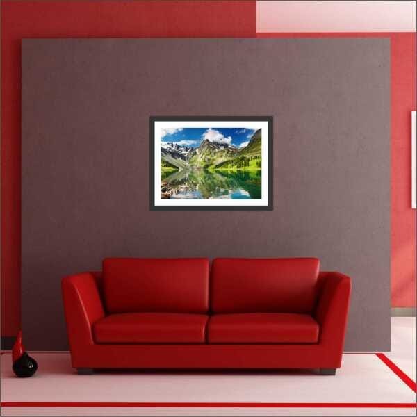 Quadro Decorativo Natureza Montanhas Lago Paisagens Com Moldura - 2