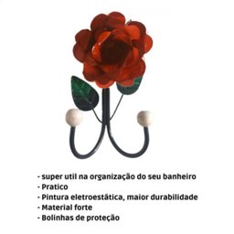 Cabide de 2 Ganchos em Ferro / Porta Toalha 2 Ganchos em Ferro / Varias Cores:vermelho - 3