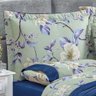 Kit Edredom Casal Diamond Dupla Face Micro Percal 200 Fios 3 Peças - Azul Flowers Flores - 2