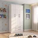 Ver imagem 1 de Guarda Roupas Infantil 3 Portas 1 Porta com Chave e 2 Gavetas Léo Branco