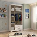 Ver imagem 4 de Guarda Roupas Infantil 3 Portas 1 Porta com Chave e 2 Gavetas Léo Branco