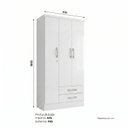 Ver imagem 3 de Guarda Roupas Infantil 3 Portas 1 Porta com Chave e 2 Gavetas Léo Branco