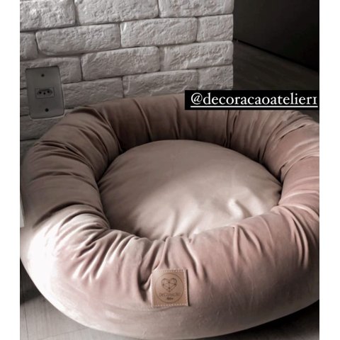 Cama para Pets Cães e Gatos Nuvem Veludo G 70x70:Rose Gold Veludo