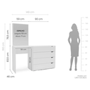 Ver imagem 2 de Cômoda Penteadeira com Espelho 4 Gavetas 149cm Porto Politorno Móveis
