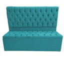 Ver imagem 2 de Kit Cabeceira e Calçadeira Baú Sofia Casal 140cm Veludo Azul Turquesa - Montanaris Decor