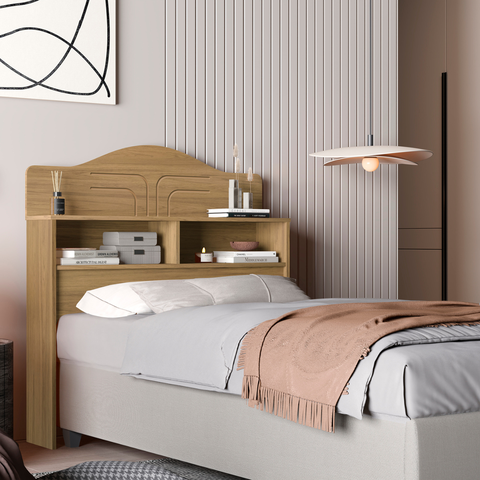 Cabeceira 100% Mdf Cama Box Solteiro 2 Nichos Robusta:amendoa