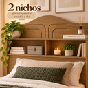 Ver imagem 2 de Cabeceira Vivian para Cama Box Solteiro 90cm com 2 Nichos Organizadores 100% MDF