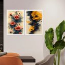Ver imagem 2 de Kit 2 Quadros Decorativos Flores Orientais 33x24cm:moldura Preta