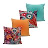 Kit 4 Almofadas decorativa Floral Laranja e Tifany 45x45cm - 1