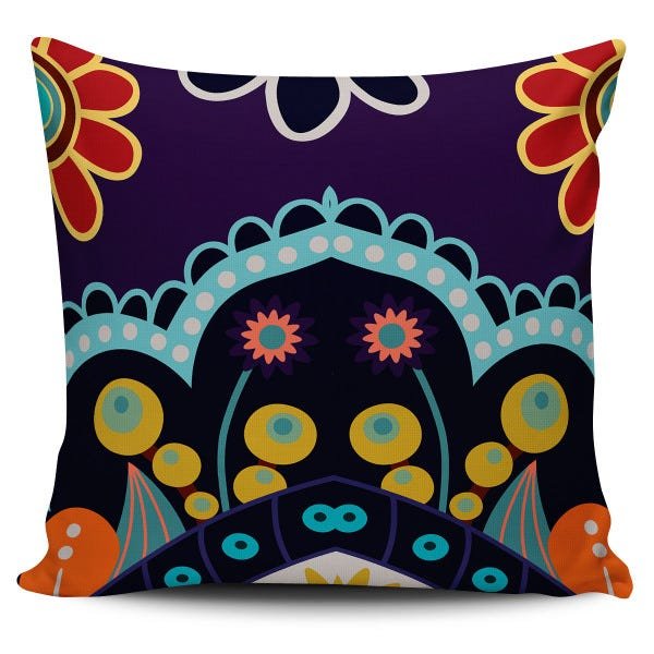 Kit 4 Capas Almofadas estampa Floral Roxa e Mostarda 45x45cm - 4
