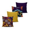 Kit 4 Capas Almofadas estampa Floral Roxa e Mostarda 45x45cm - 1