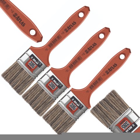 Pincel Trincha Média 50mm Cerdas Gris para Pintura Latéx e Acrílica | Atlas | Kit 03 Un