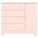 Ver imagem 1 de Cômoda Sapateira Infantil 1 Porta 4 Gavetas C/ Pés Doce Mel Rosa