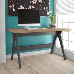 Mesa para Escritório 100% MDF Carvalho/Grafite - Dalla Costa - 1