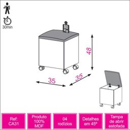 Puff com Tampa de Abrir 35cm Off White / Geometrico - Dalla Costa - 3