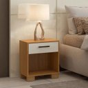 Ver imagem 1 de Mesa de Cabeceira 1 Gaveta Freijó/off White - Dalla Costa