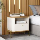 Ver imagem 2 de Mesa de Cabeceira Slim Tucupi Off White com Nature Pe Dourado - Moveis Jb