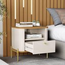Ver imagem 3 de Mesa de Cabeceira Slim Tucupi Off White com Nature Pe Dourado - Moveis Jb