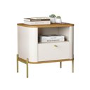 Ver imagem 1 de Mesa de Cabeceira Slim Tucupi Off White com Nature Pe Dourado - Moveis Jb