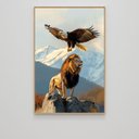 Ver imagem 3 de Quadro Decorativo Águia e o Leão na Montanha Sala Quarto Casa Escritório